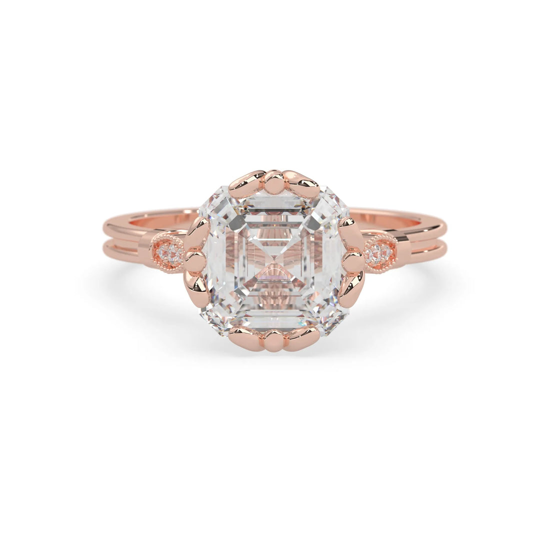 OctaPearl 4 ct Asscher Cut Lab Grown Diamond Seven Stone Engagement Ring