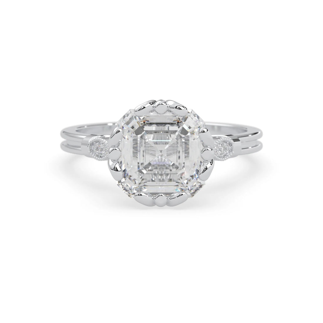 OctaPearl 4 ct Asscher Cut Lab Grown Diamond Seven Stone Engagement Ring
