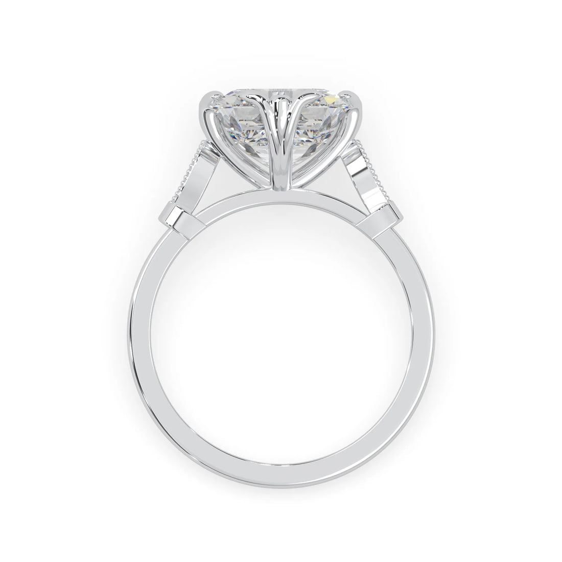 OctaPearl 4 ct Asscher Cut Lab Grown Diamond Seven Stone Engagement Ring