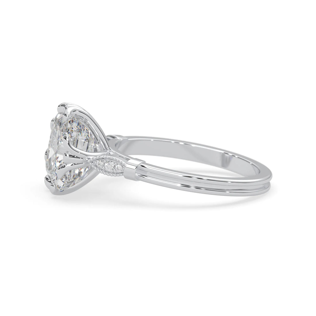 OctaPearl 4 ct Asscher Cut Lab Grown Diamond Seven Stone Engagement Ring