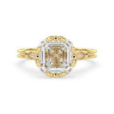 OctaPearl 4 ct Asscher Cut Lab Grown Diamond Seven Stone Engagement Ring