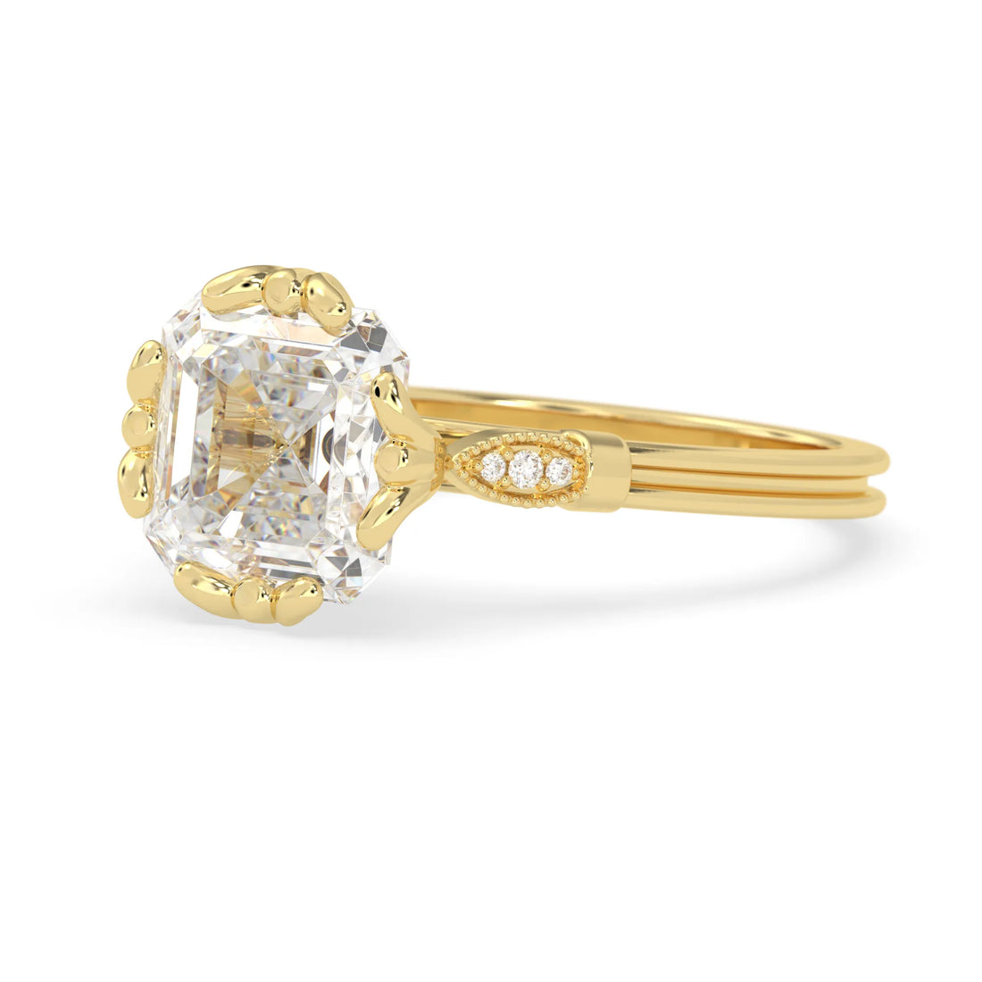 OctaPearl 4 ct Asscher Cut Lab Grown Diamond Seven Stone Engagement Ring