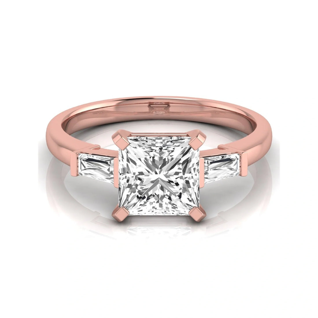 OctaPearl 2.5 ct Asscher Prong Set Lab Grown Diamond Three Stone Engagement Ring