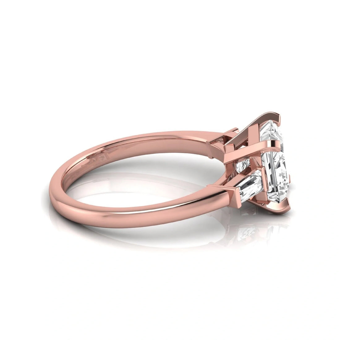 OctaPearl 2.5 ct Asscher Prong Set Lab Grown Diamond Three Stone Engagement Ring