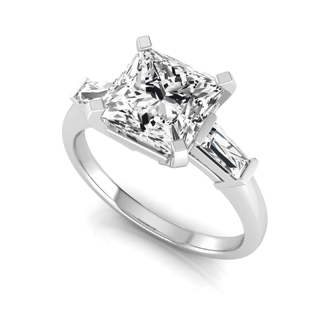 OctaPearl 2.5 ct Asscher Prong Set Lab Grown Diamond Three Stone Engagement Ring
