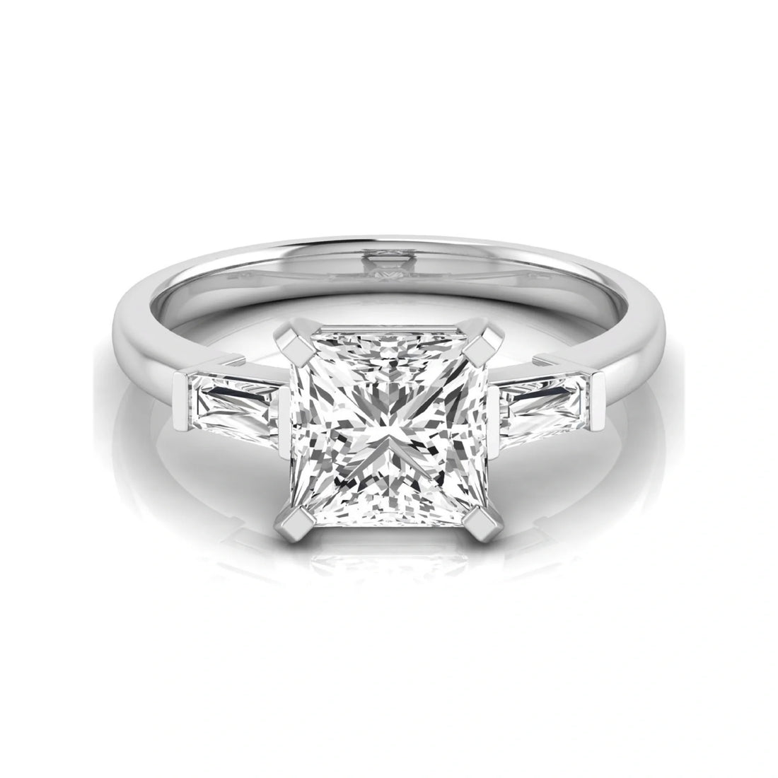 OctaPearl 2.5 ct Asscher Prong Set Lab Grown Diamond Three Stone Engagement Ring