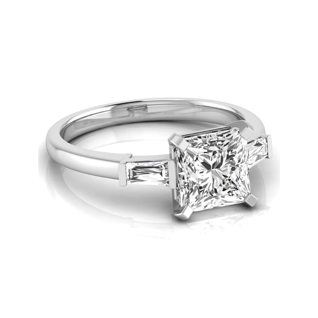 OctaPearl 2.5 ct Asscher Prong Set Lab Grown Diamond Three Stone Engagement Ring