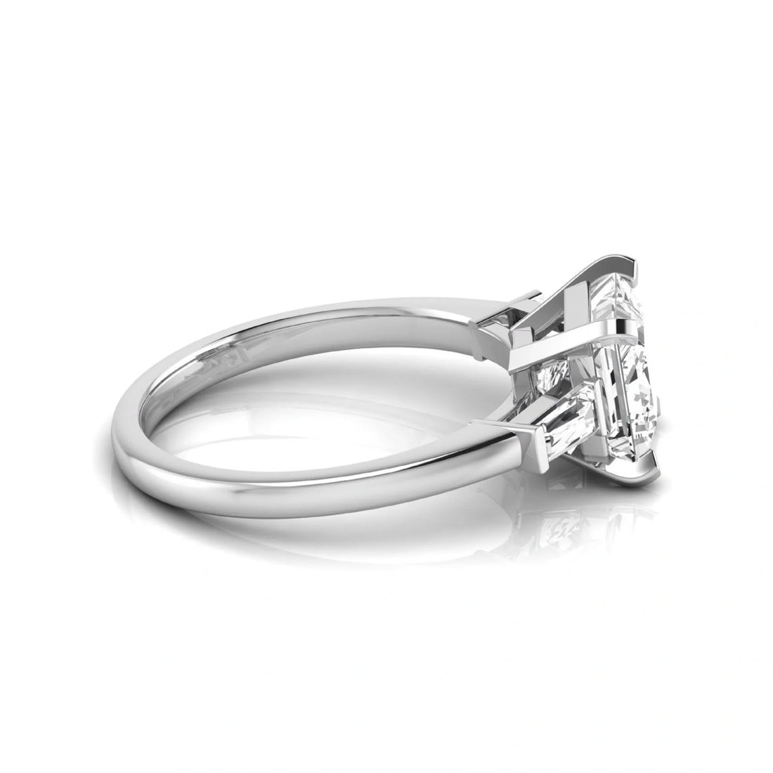 OctaPearl 2.5 ct Asscher Prong Set Lab Grown Diamond Three Stone Engagement Ring