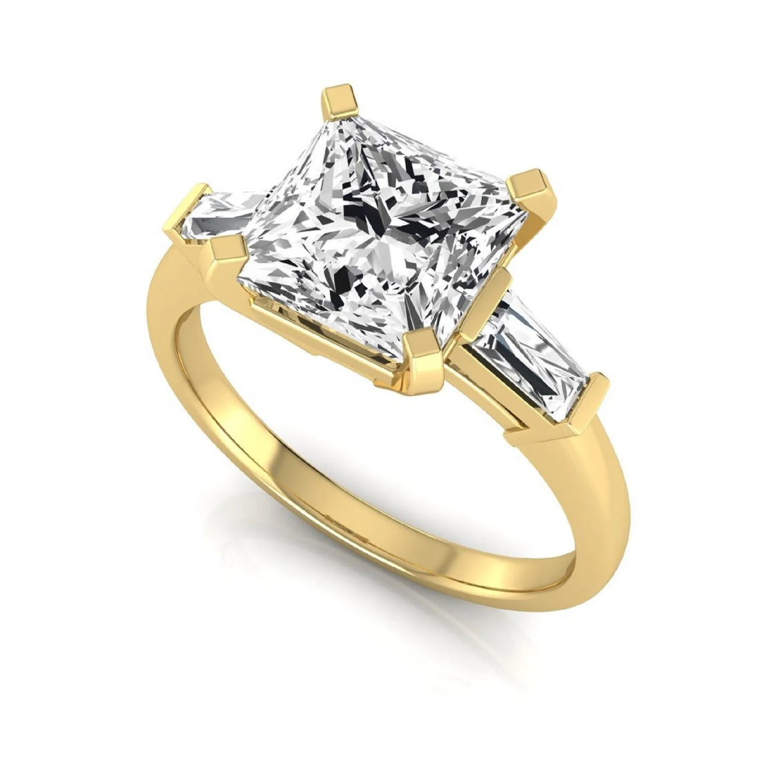 OctaPearl 2.5 ct Asscher Prong Set Lab Grown Diamond Three Stone Engagement Ring