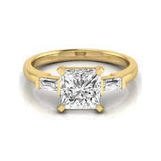 OctaPearl 2.5 ct Asscher Prong Set Lab Grown Diamond Three Stone Engagement Ring