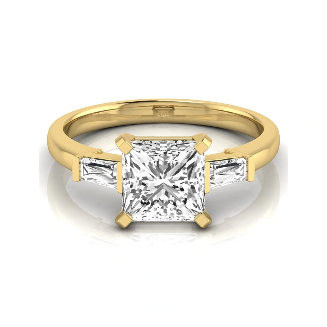 OctaPearl 2.5 ct Asscher Prong Set Lab Grown Diamond Three Stone Engagement Ring