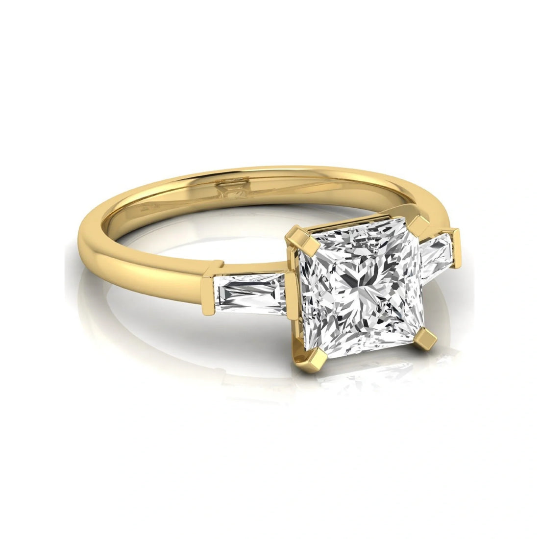 OctaPearl 2.5 ct Asscher Prong Set Lab Grown Diamond Three Stone Engagement Ring