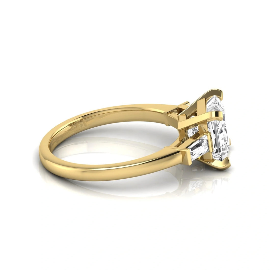 OctaPearl 2.5 ct Asscher Prong Set Lab Grown Diamond Three Stone Engagement Ring