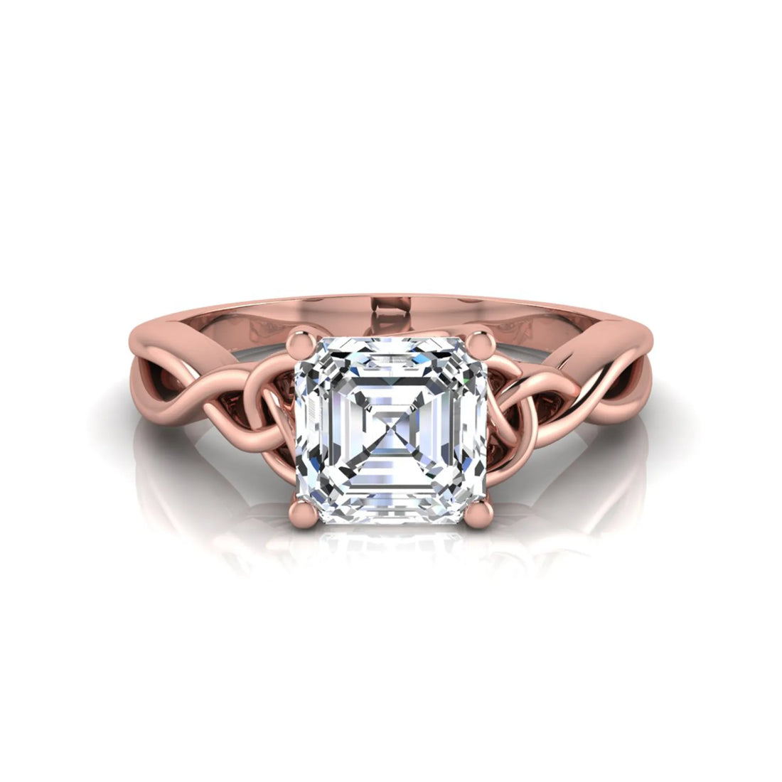 OctaPearl 1 ct Asscher Cut Lab Grown Diamond Celtic Knot Solitaire Engagement Ring