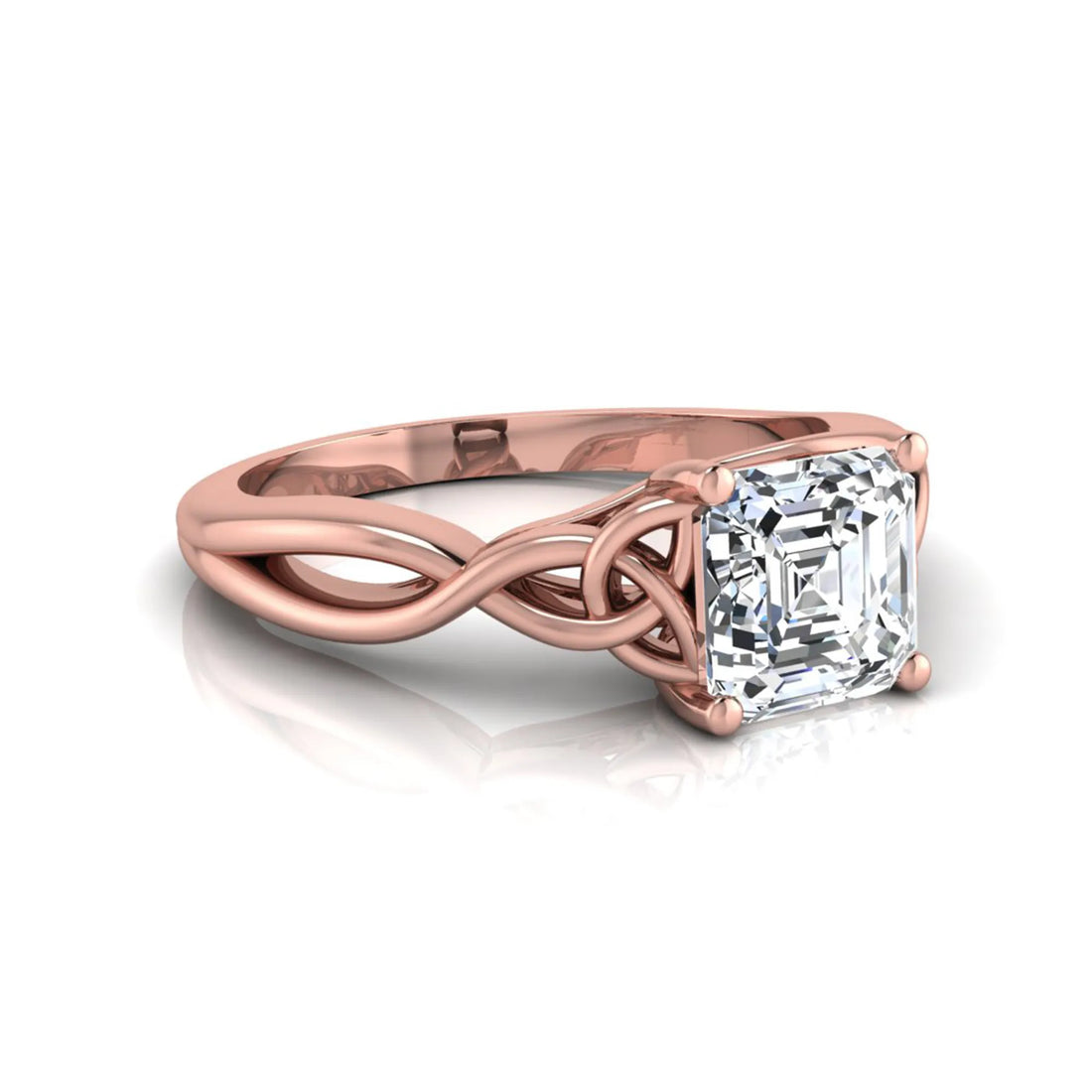 OctaPearl 1 ct Asscher Cut Lab Grown Diamond Celtic Knot Solitaire Engagement Ring