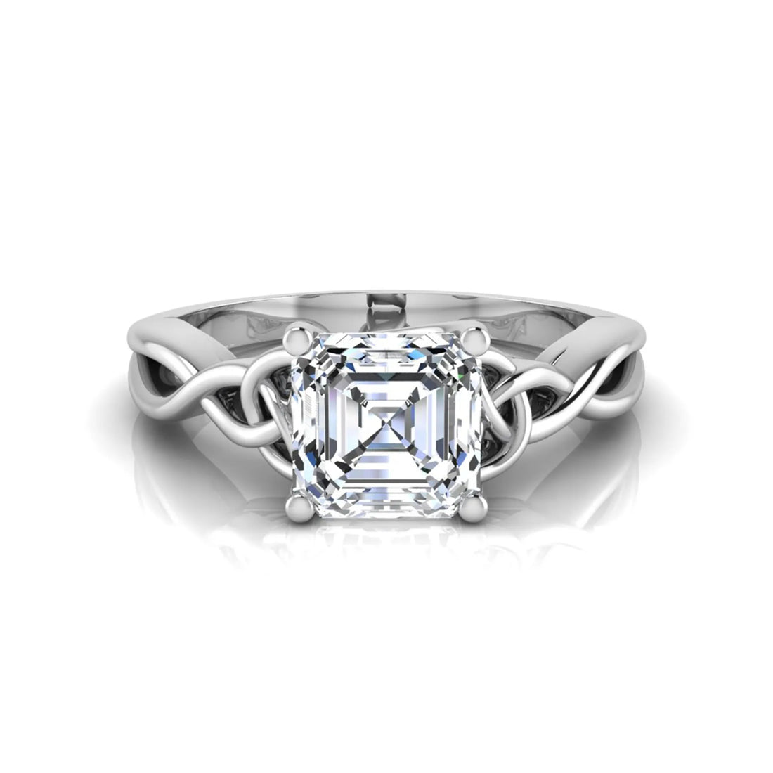 OctaPearl 1 ct Asscher Cut Lab Grown Diamond Celtic Knot Solitaire Engagement Ring