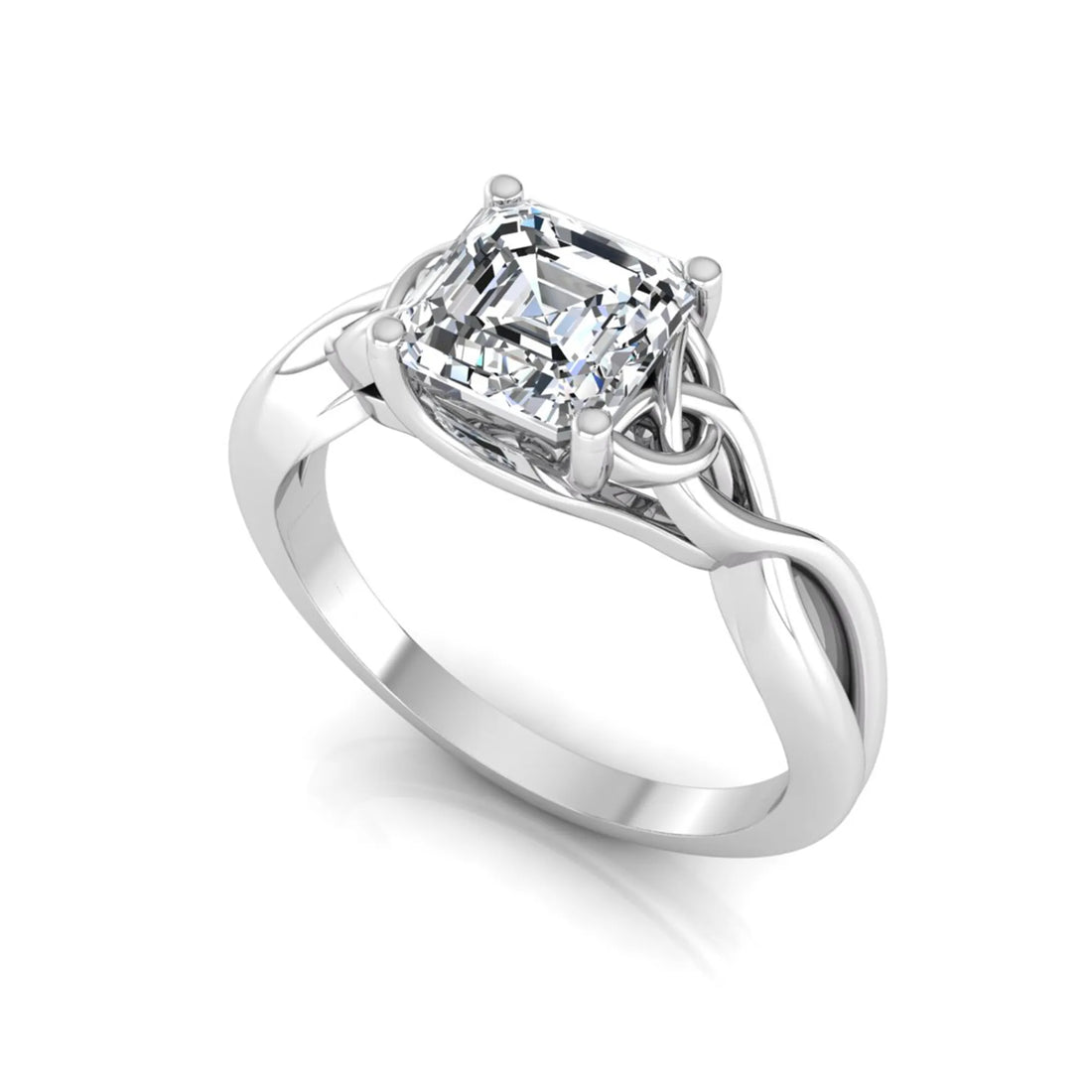 OctaPearl 1 ct Asscher Cut Lab Grown Diamond Celtic Knot Solitaire Engagement Ring