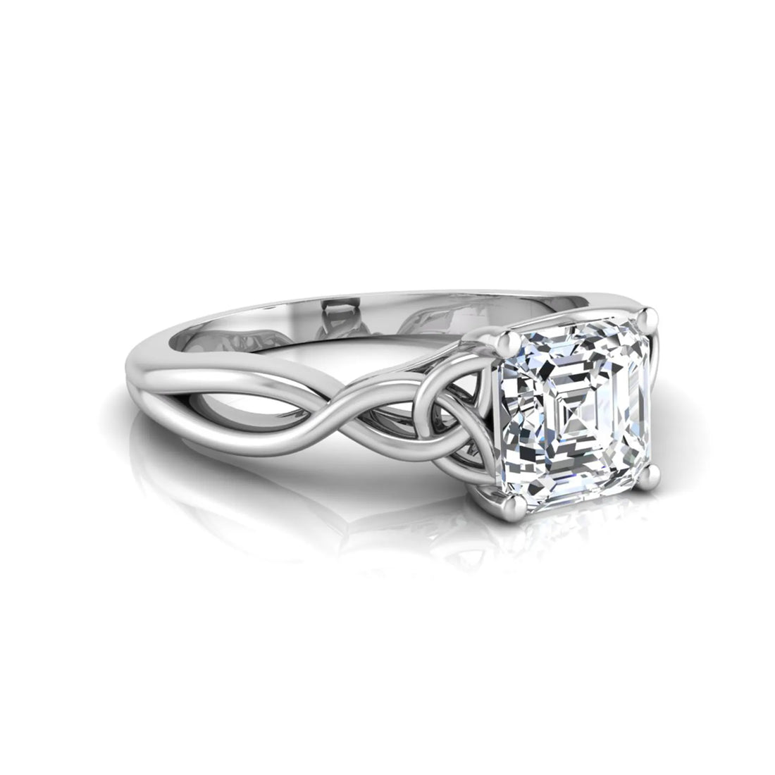 OctaPearl 1 ct Asscher Cut Lab Grown Diamond Celtic Knot Solitaire Engagement Ring