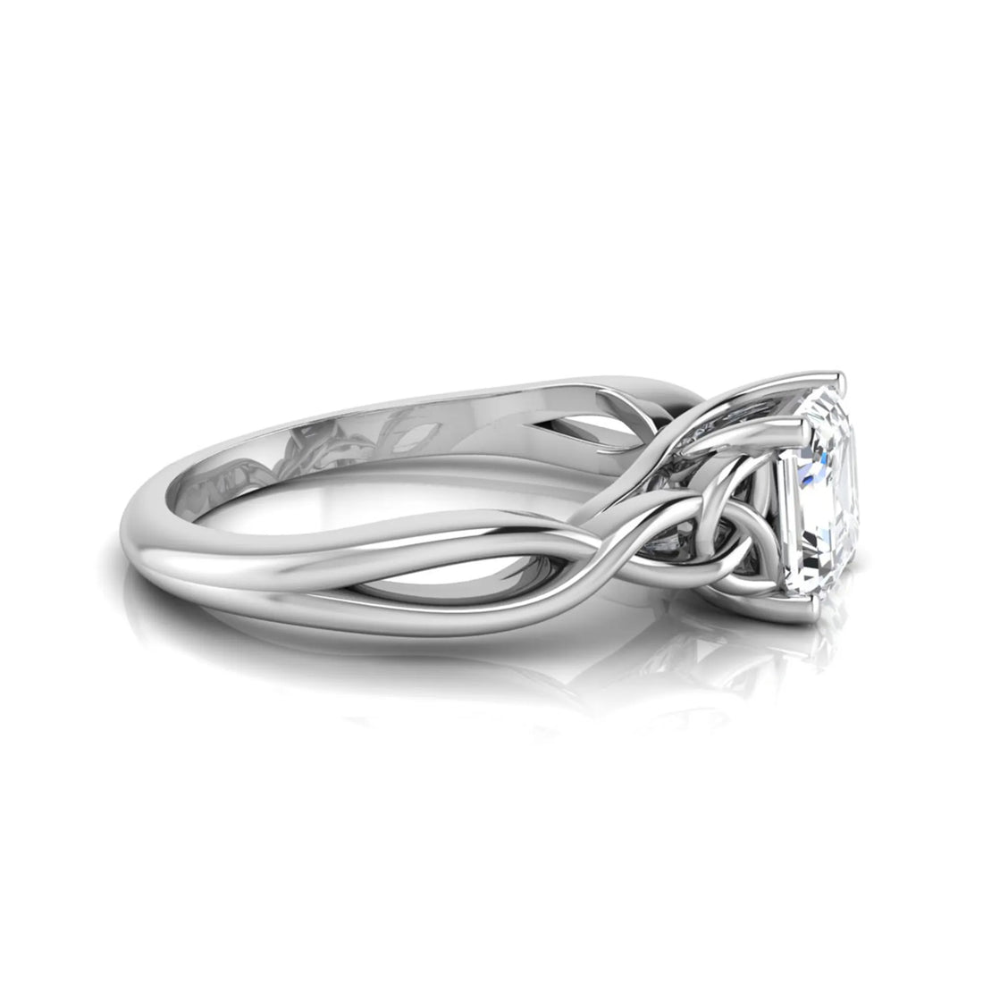 OctaPearl 1 ct Asscher Cut Lab Grown Diamond Celtic Knot Solitaire Engagement Ring