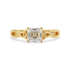 OctaPearl 1 ct Asscher Cut Lab Grown Diamond Celtic Knot Solitaire Engagement Ring