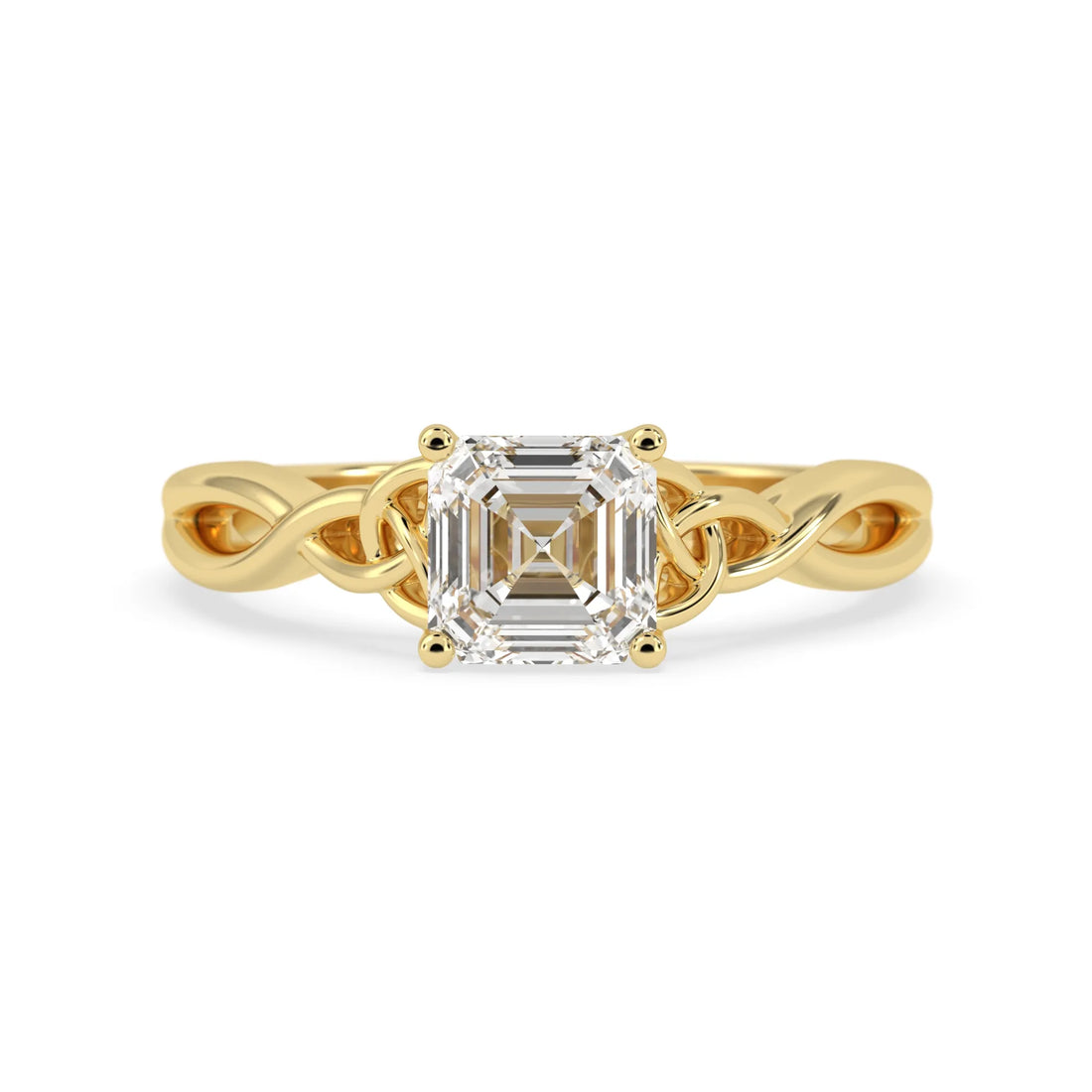OctaPearl 1 ct Asscher Cut Lab Grown Diamond Celtic Knot Solitaire Engagement Ring
