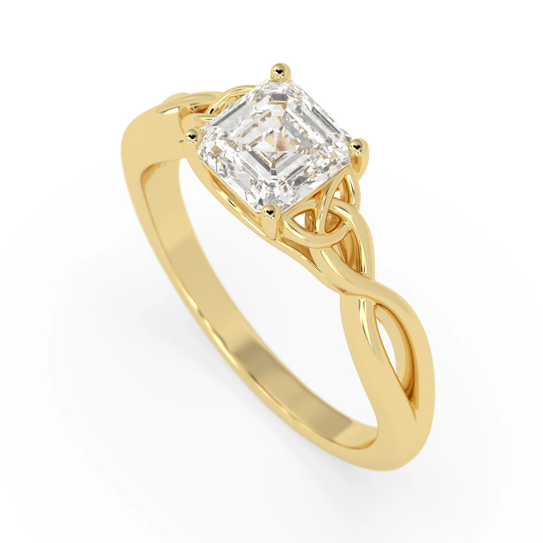 OctaPearl 1 ct Asscher Cut Lab Grown Diamond Celtic Knot Solitaire Engagement Ring
