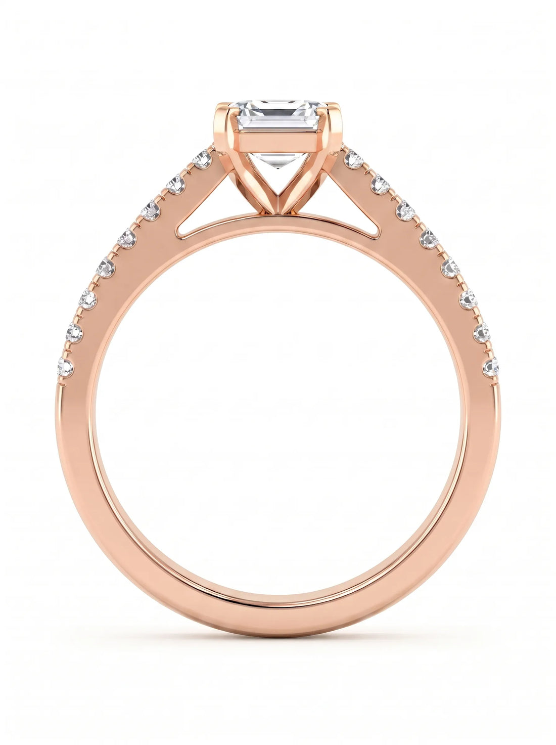 OctaPearl 1 ct Asscher Solitaire Lab Grown Diamond Pavé Engagement Ring