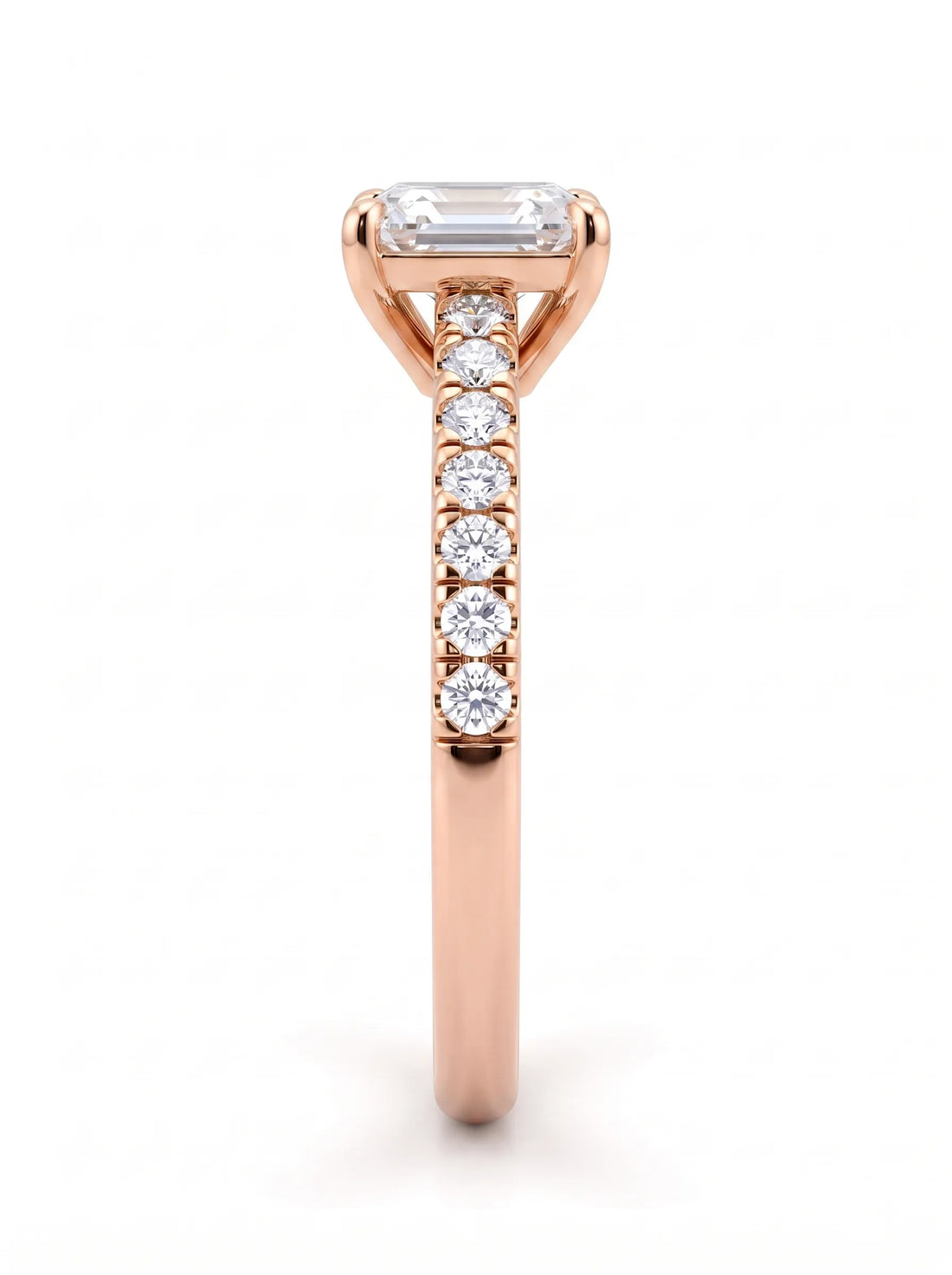 OctaPearl 1 ct Asscher Solitaire Lab Grown Diamond Pavé Engagement Ring