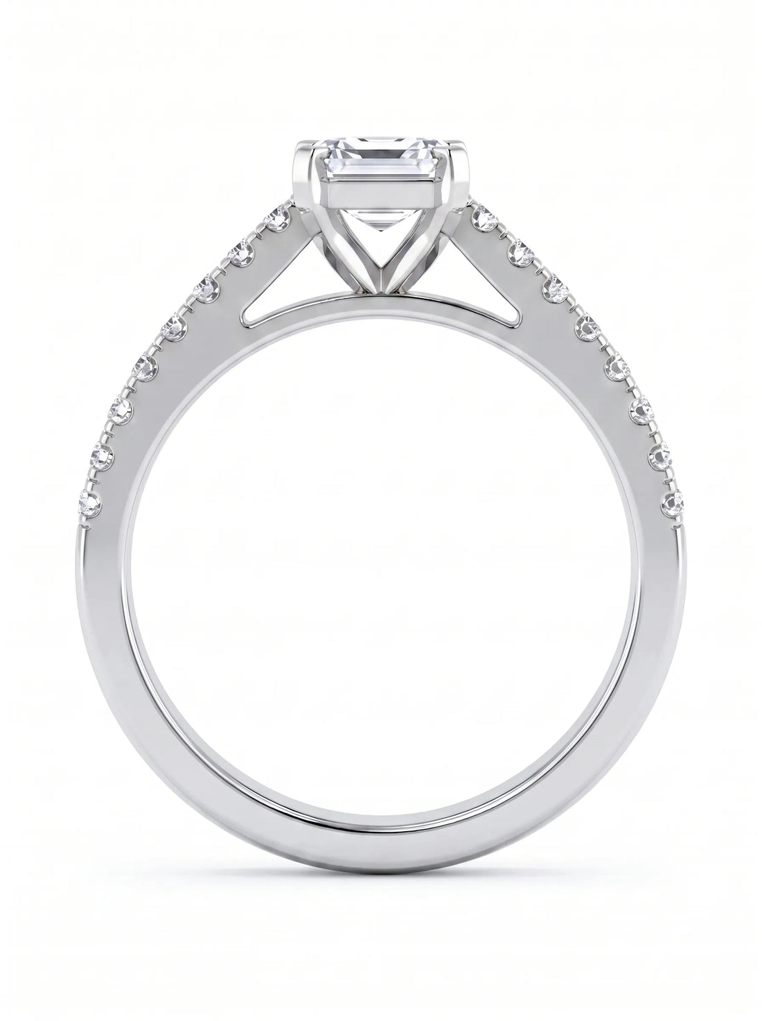 OctaPearl 1 ct Asscher Solitaire Lab Grown Diamond Pavé Engagement Ring