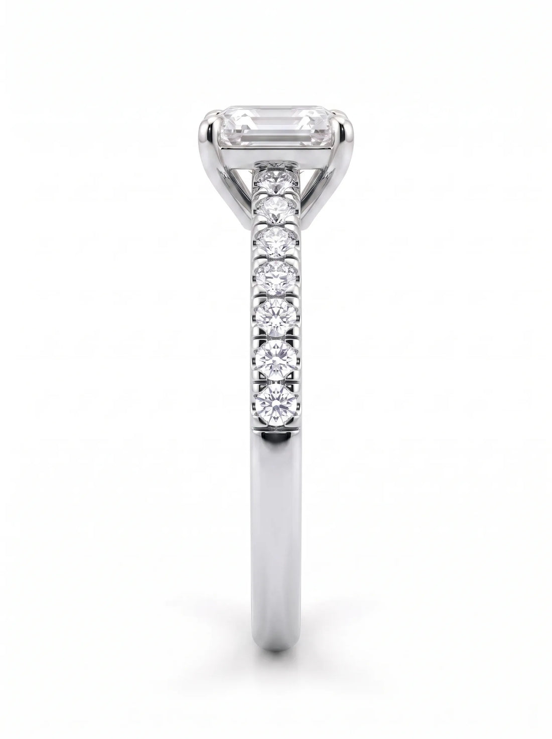 OctaPearl 1 ct Asscher Solitaire Lab Grown Diamond Pavé Engagement Ring