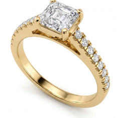 OctaPearl 1 ct Asscher Solitaire Lab Grown Diamond Pavé Engagement Ring - alternate view