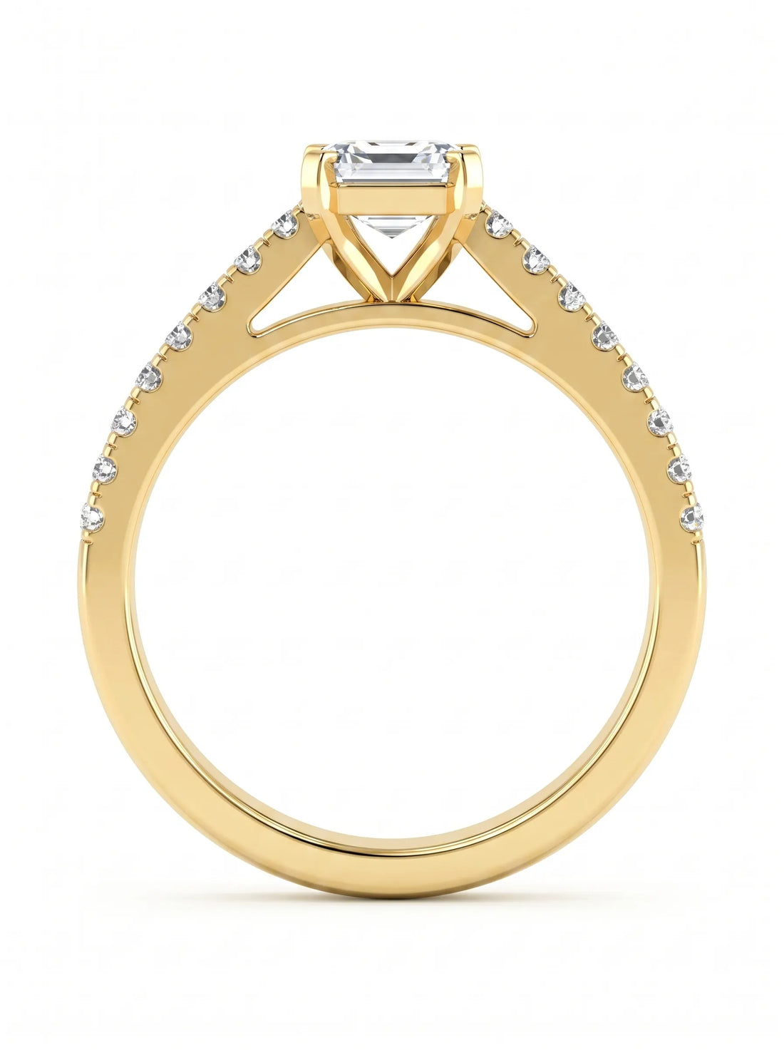 OctaPearl 1 ct Asscher Solitaire Lab Grown Diamond Pavé Engagement Ring