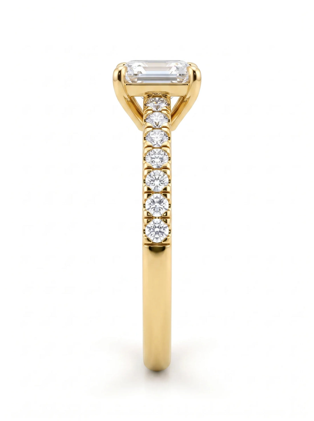 OctaPearl 1 ct Asscher Solitaire Lab Grown Diamond Pavé Engagement Ring