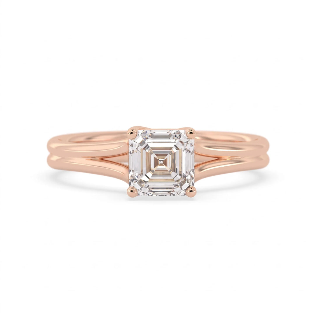 OctaPearl 1.5 ct Asscher Solitaire Split Shank Lab Grown Diamond Engagement Ring