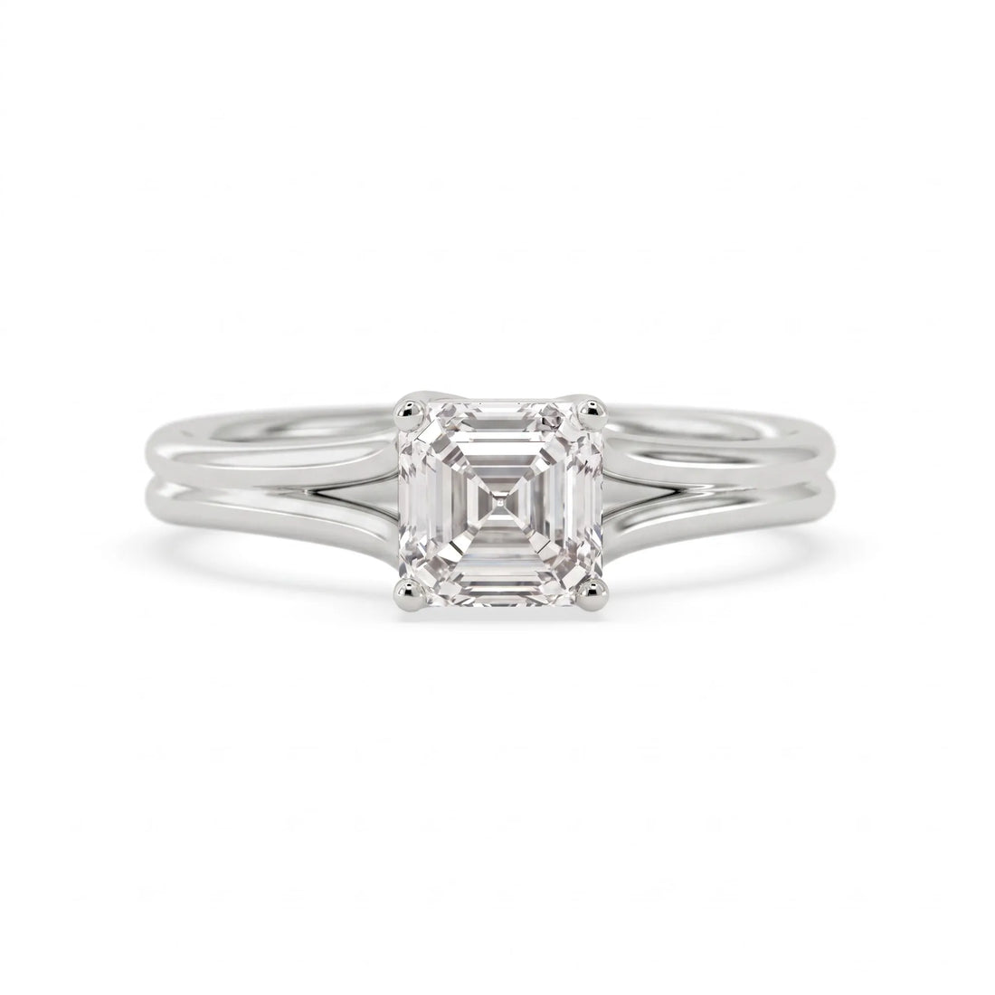 OctaPearl 1.5 ct Asscher Solitaire Split Shank Lab Grown Diamond Engagement Ring