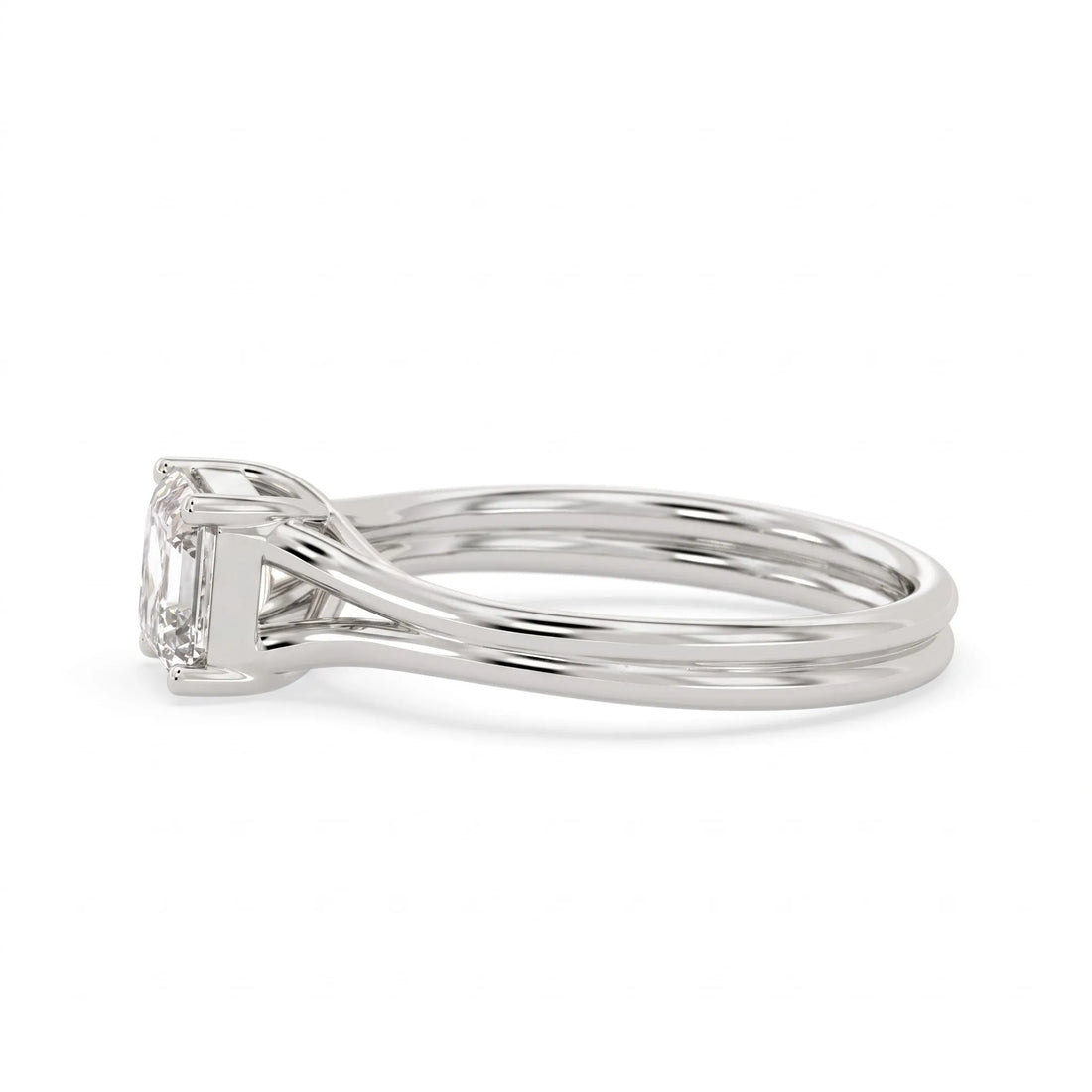 OctaPearl 1.5 ct Asscher Solitaire Split Shank Lab Grown Diamond Engagement Ring