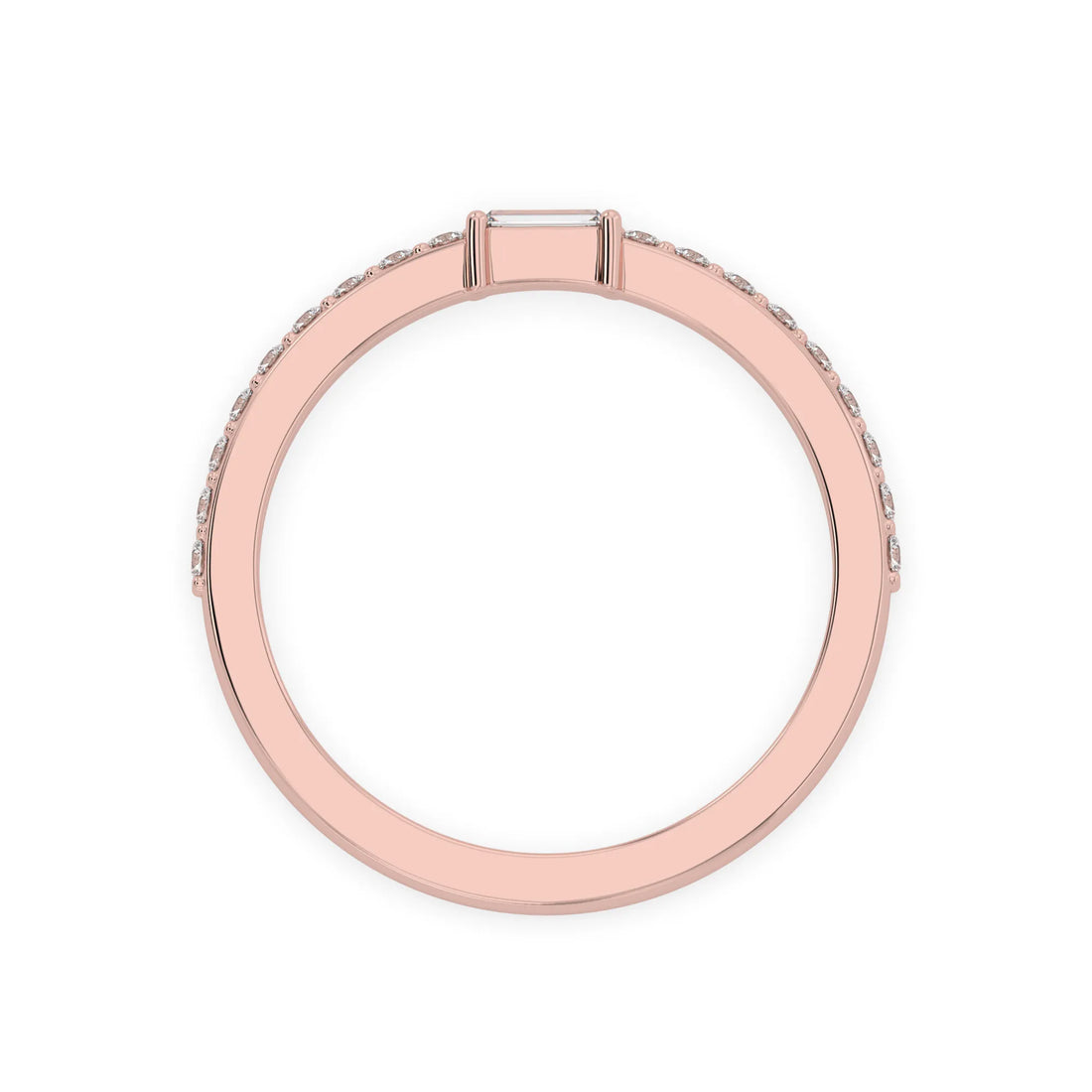 OctaPearl Baguette Cut Lab Grown Diamond Minimalist Pave Engagement Ring