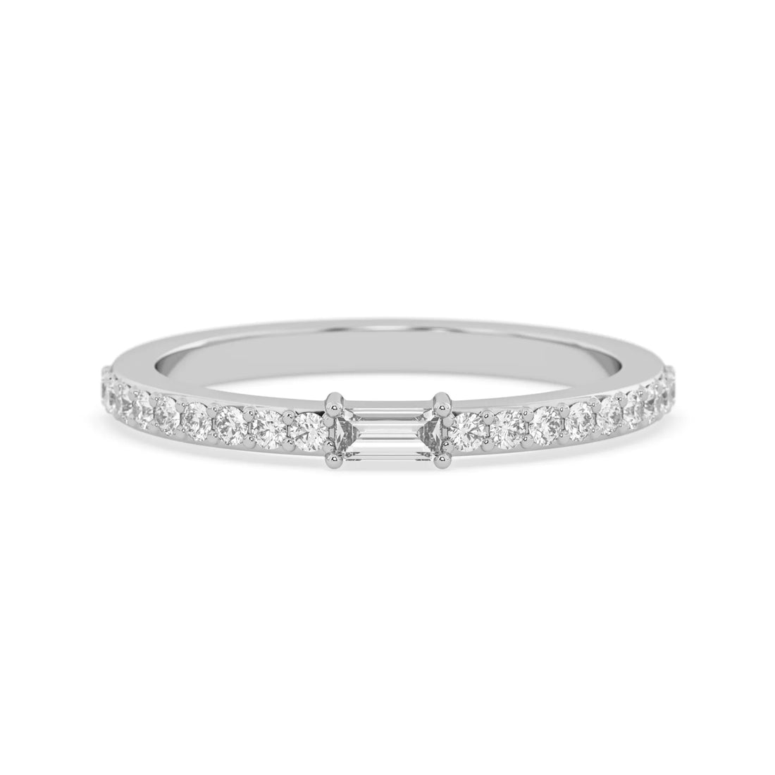 OctaPearl Baguette Cut Lab Grown Diamond Minimalist Pave Engagement Ring