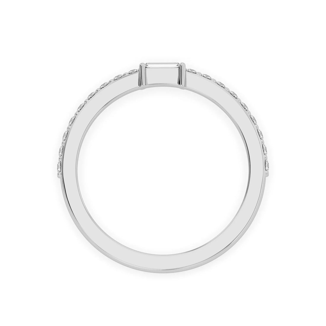 OctaPearl Baguette Cut Lab Grown Diamond Minimalist Pave Engagement Ring