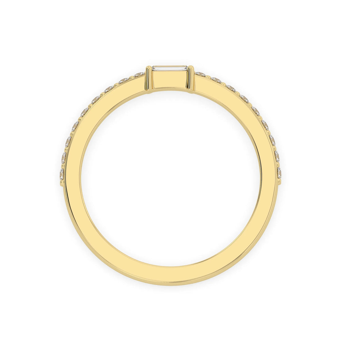 OctaPearl Baguette Cut Lab Grown Diamond Minimalist Pave Engagement Ring