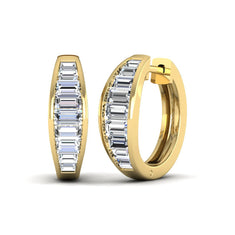 OctaPearl Baguette Channel Set Lab Grown Diamond Hoop Earrings