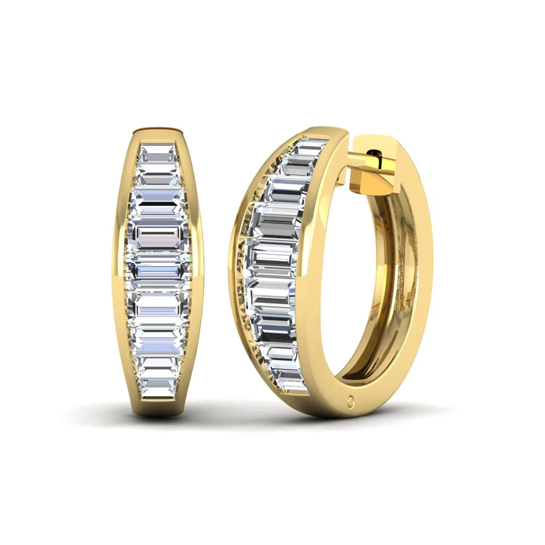 OctaPearl Baguette Channel Set Lab Grown Diamond Hoop Earrings