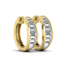 OctaPearl Baguette Channel Set Lab Grown Diamond Hoop Earrings - alternate view