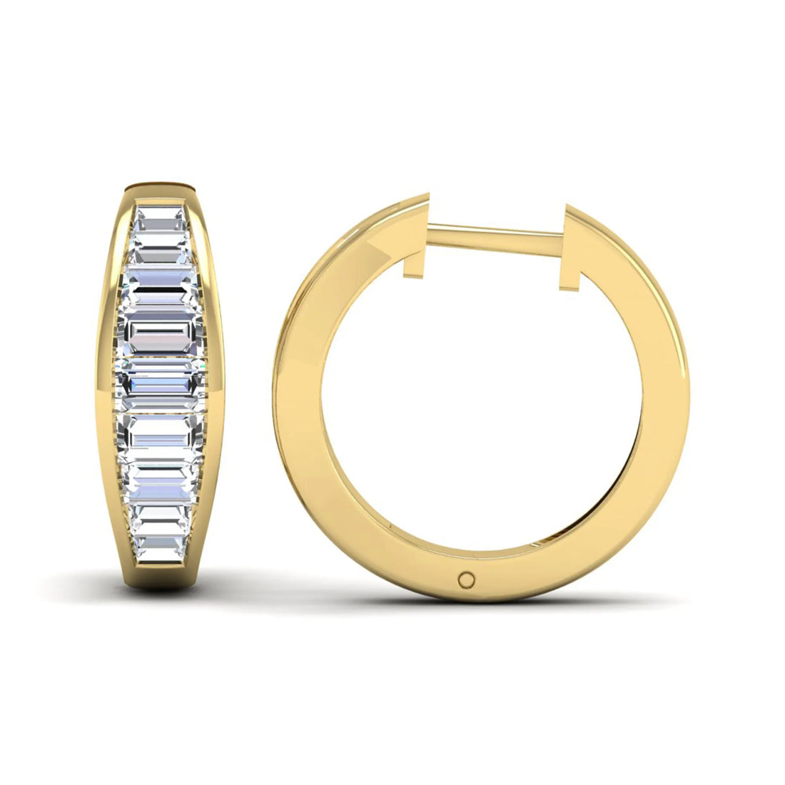 OctaPearl Baguette Channel Set Lab Grown Diamond Hoop Earrings