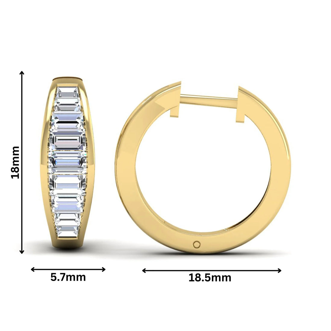 OctaPearl Baguette Channel Set Lab Grown Diamond Hoop Earrings