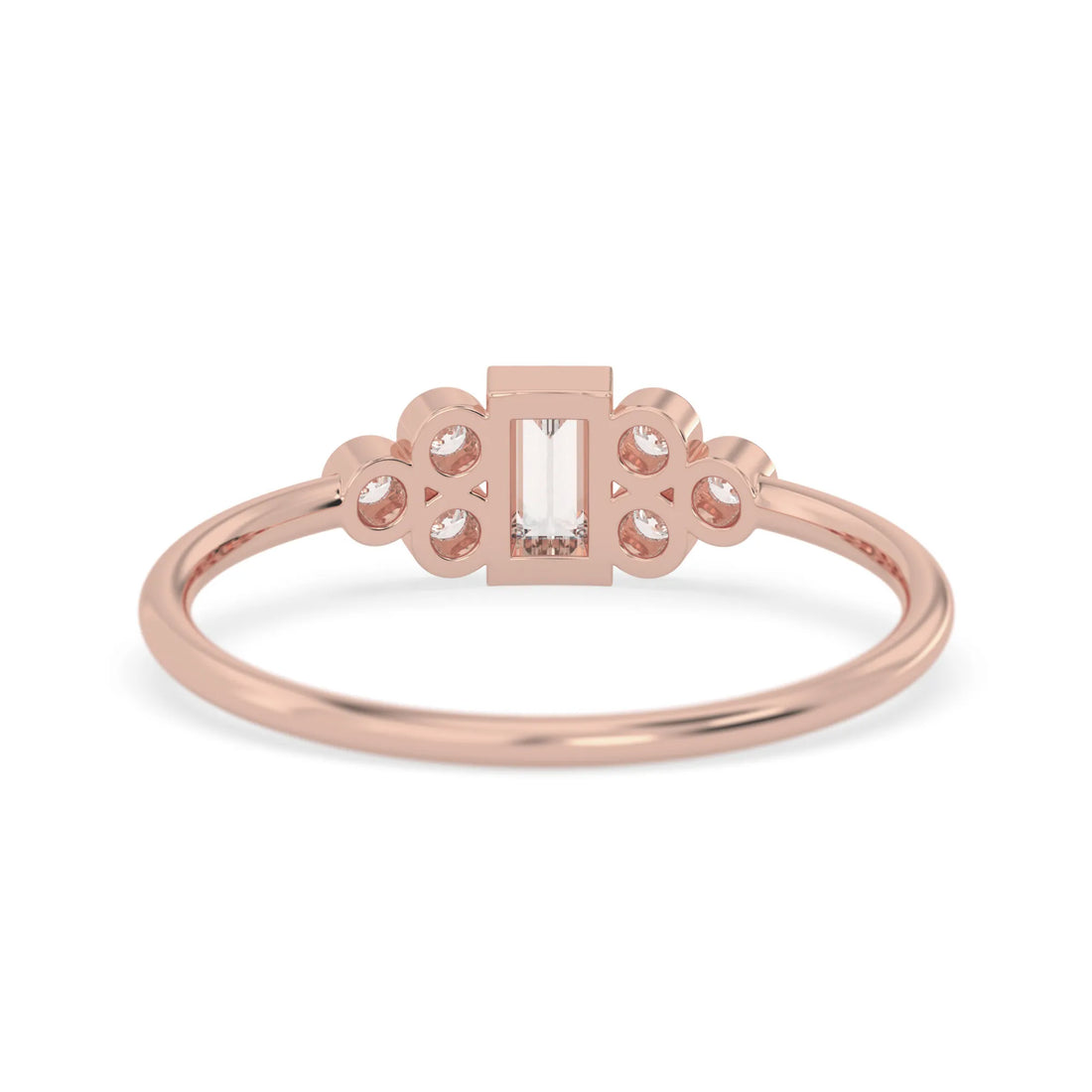 OctaPearl Bezel Set Baguette Lab Grown Diamond Seven Stone Floral Engagement Ring