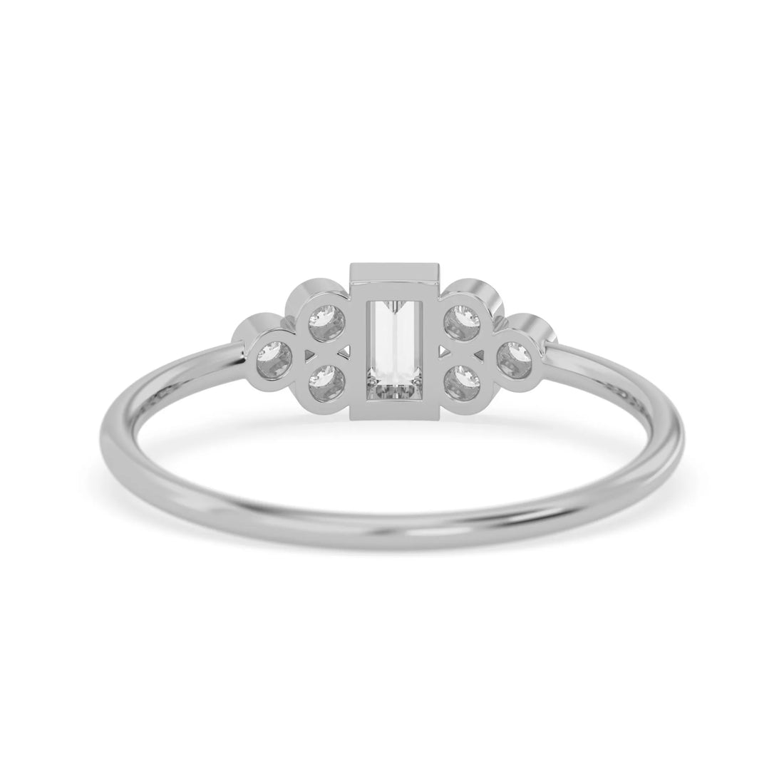 OctaPearl Bezel Set Baguette Lab Grown Diamond Seven Stone Floral Engagement Ring