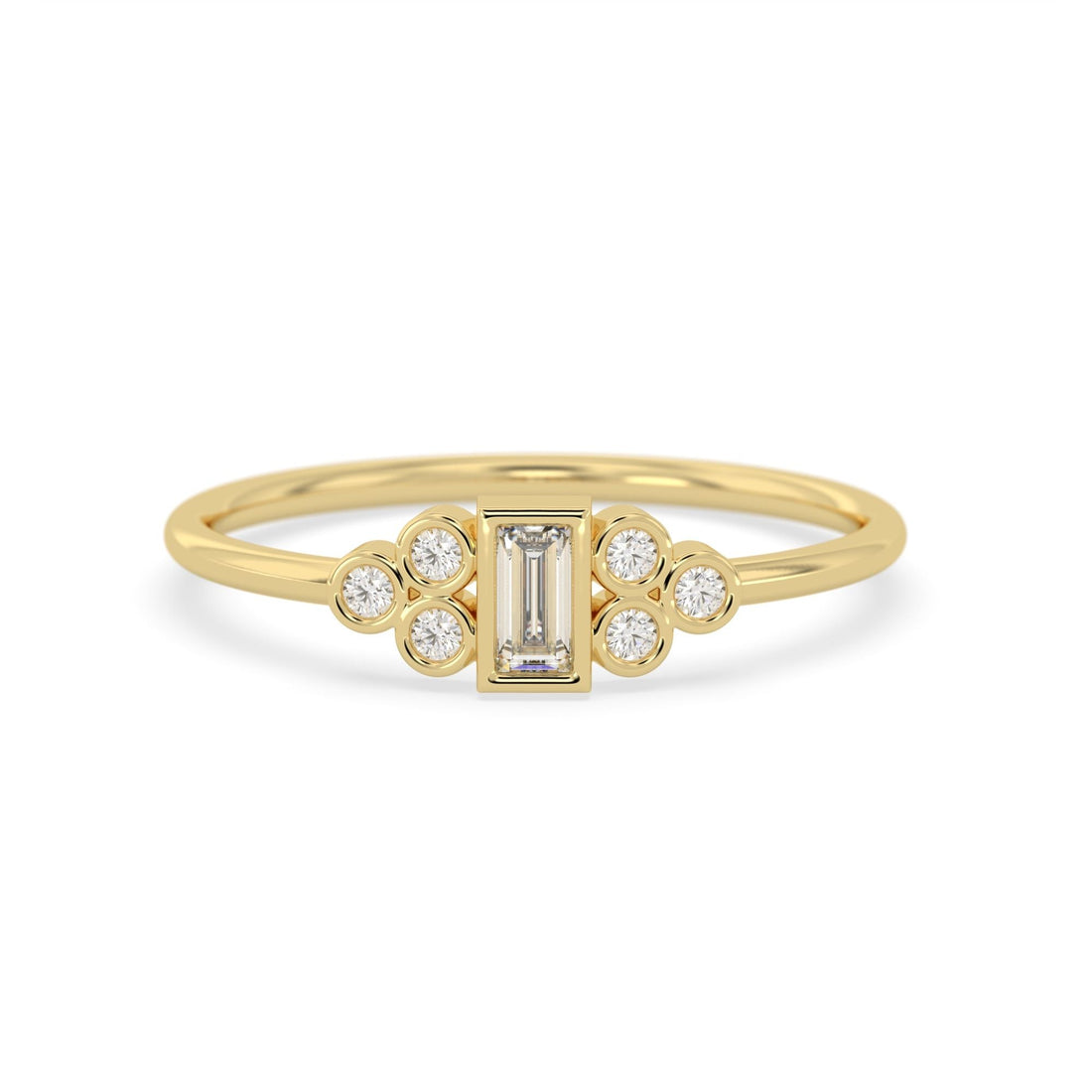 OctaPearl Bezel Set Baguette Lab Grown Diamond Seven Stone Floral Engagement Ring