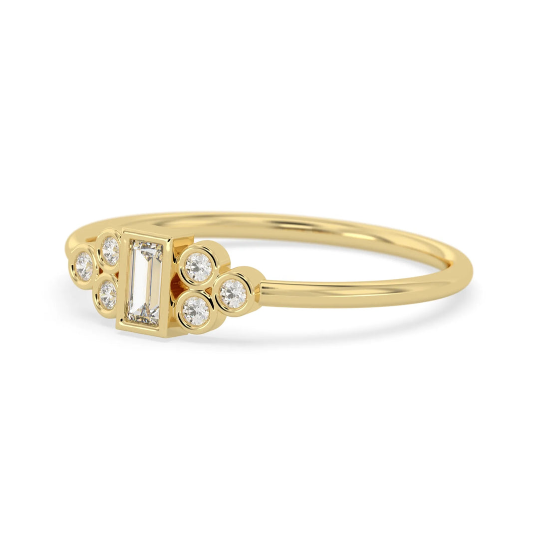 OctaPearl Bezel Set Baguette Lab Grown Diamond Seven Stone Floral Engagement Ring