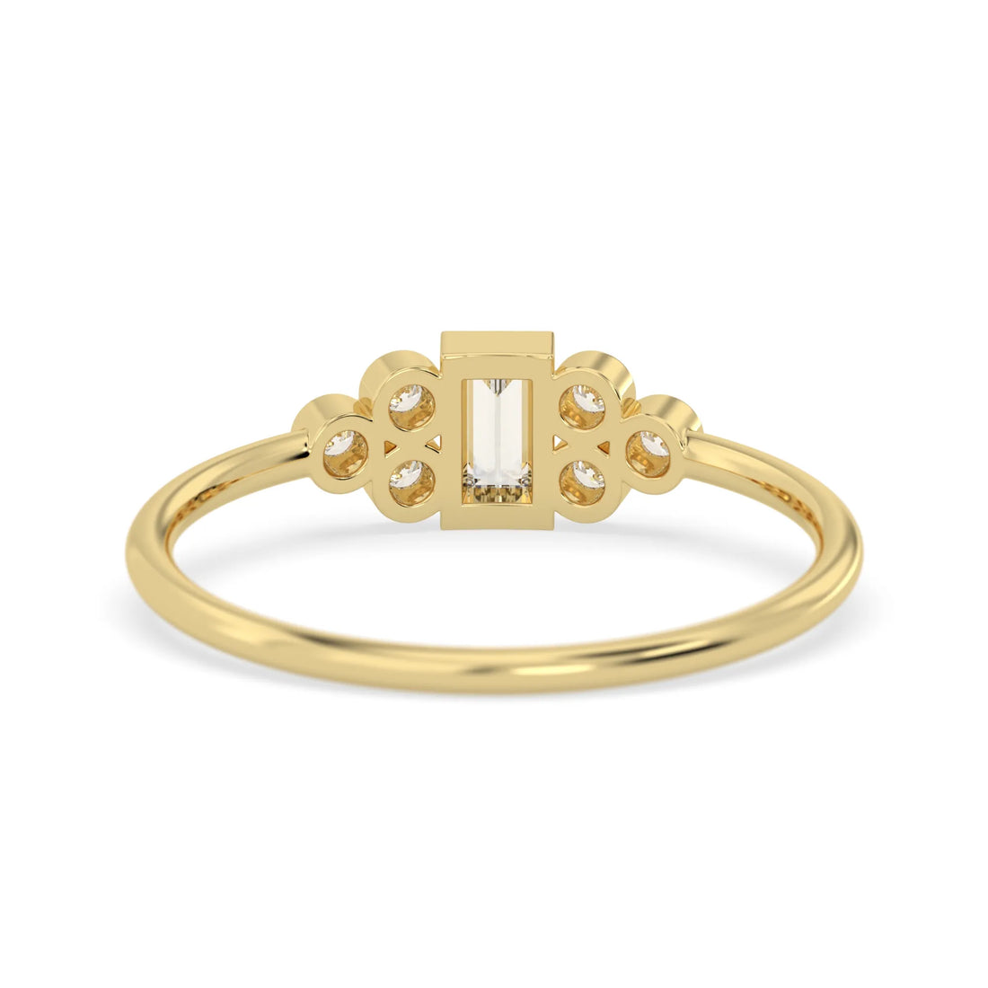 OctaPearl Bezel Set Baguette Lab Grown Diamond Seven Stone Floral Engagement Ring